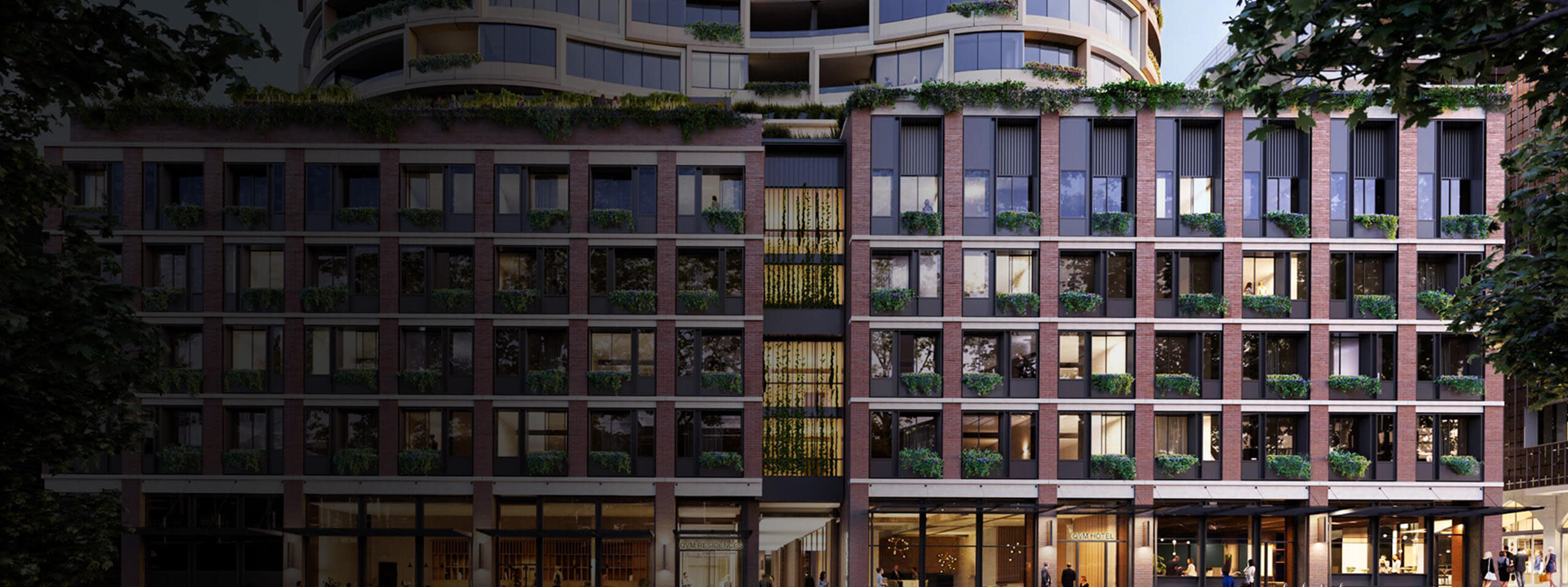 Front view of an apartment building