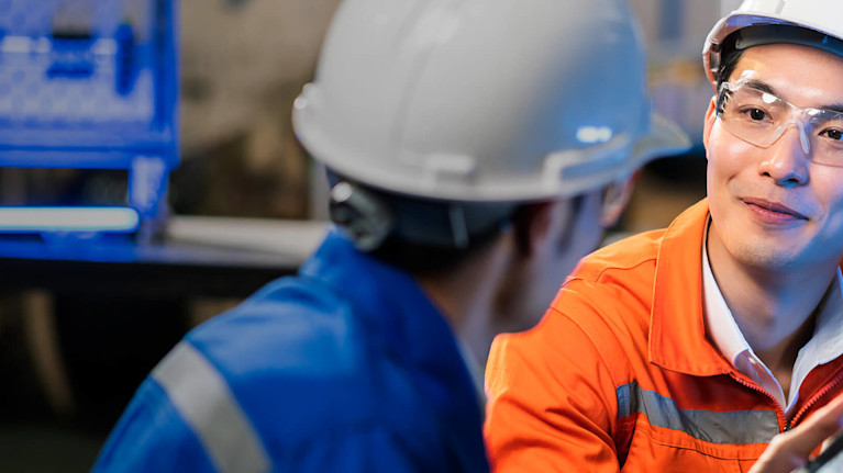 Main contractors wearing safety gear