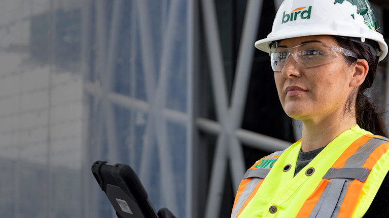 Head contractor looking at the construction site