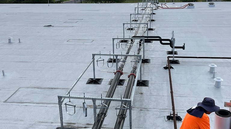 Metal pipes on a roof